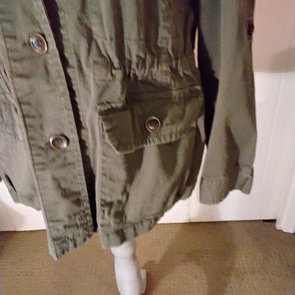 Womens STYLE & CO Army/olive Green Button Front Jacket, Size XL - Picture 5 of 12